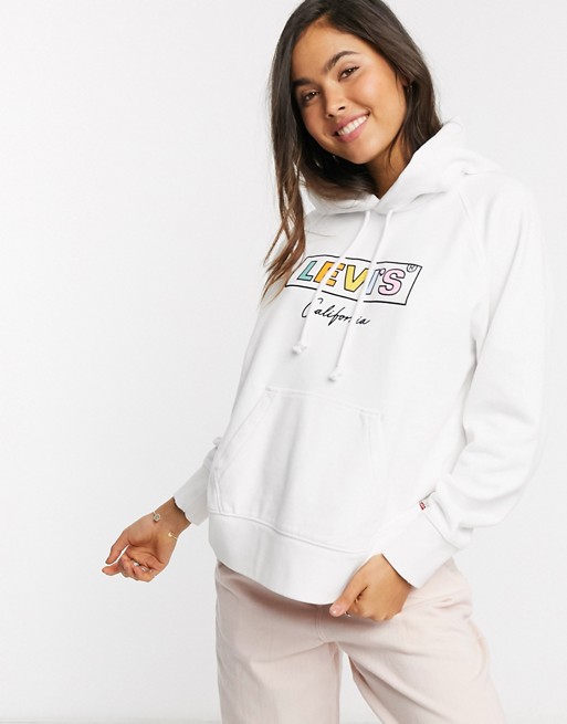 Levi's Cali box tab hoodie in white