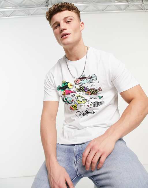 Levi's California fish print t-shirt in white | ASOS