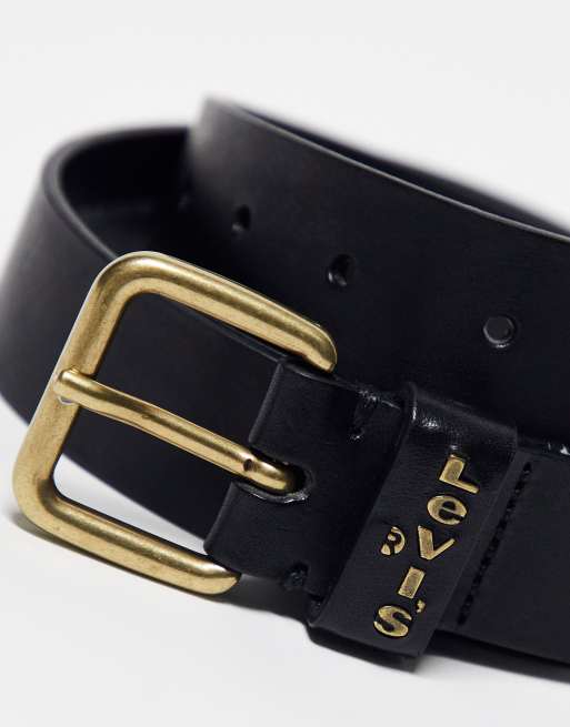Levi's – Calypso – Ledergürtel in Schwarz mit goldener Schnalle, 4 von 4