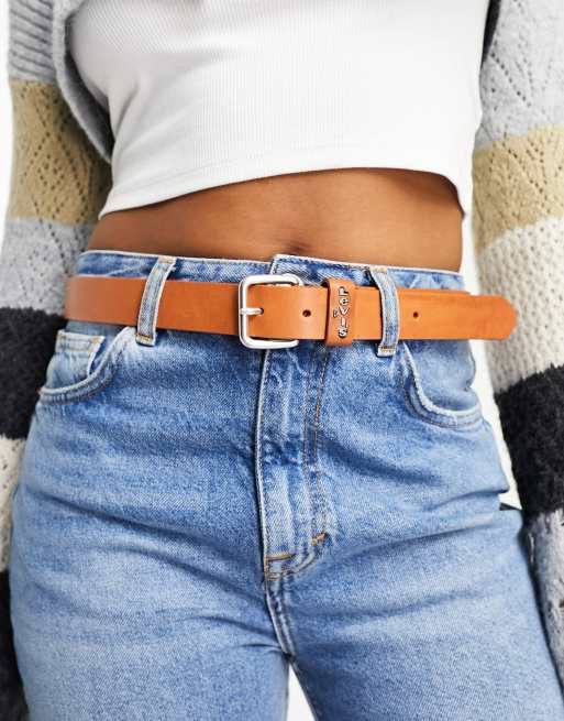 Levi's - Calypso - Leren riem met logo in lichtbruin