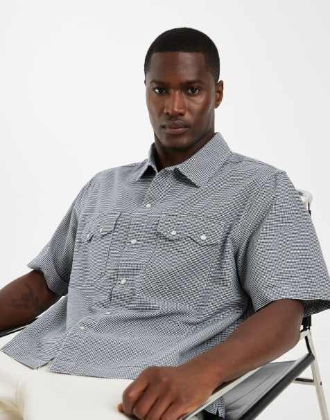Levi's - Camicia a maniche corte squadrata stile western a quadri blu - view 1