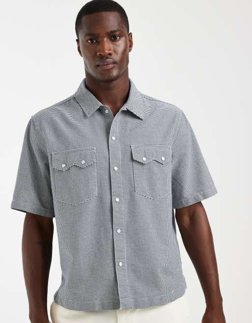 Levi's - Camicia a maniche corte squadrata stile western a quadri blu, 2 di 5
