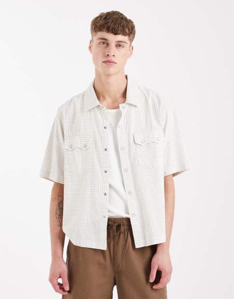Levi's - Camicia a maniche corte squadrata stile western écru - view 1