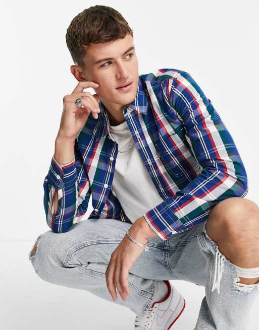 Levi's - Camicia a quadri blu e marrone