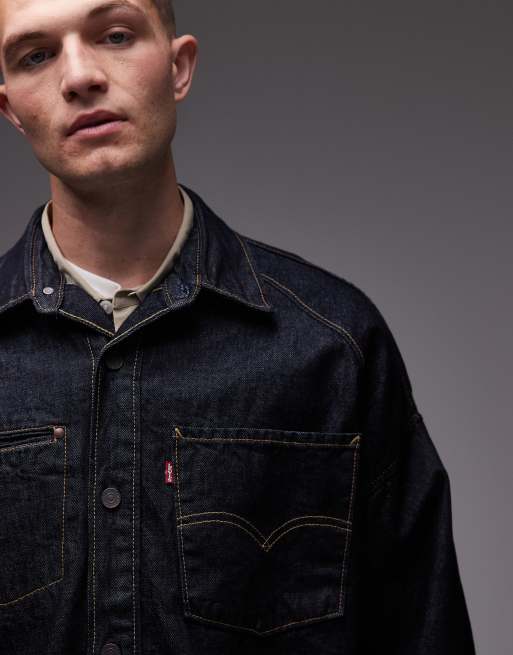 Levi's - Camicia giacca in denim lavaggio medio intrecciata, 5 di 5
