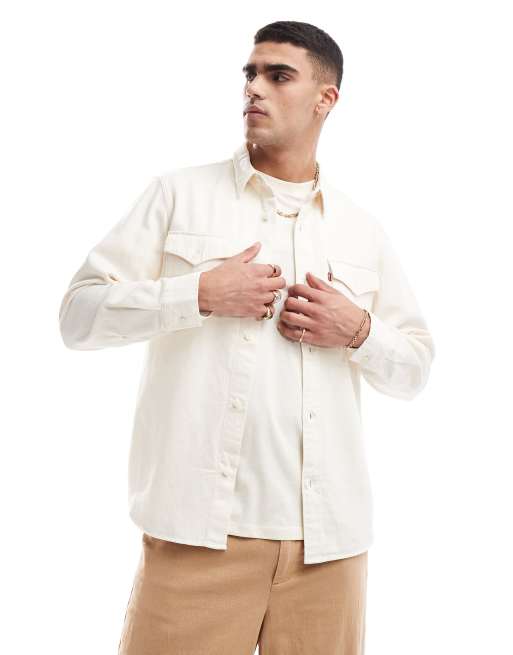 Levi's - Camicia in denim color écru taglio comodo stile western