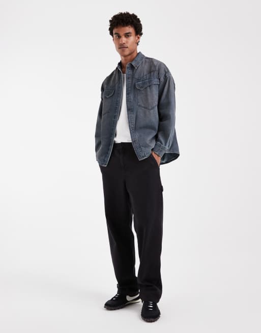 Levi's camicia western in denim oversize lavaggio grigio, 3 di 5