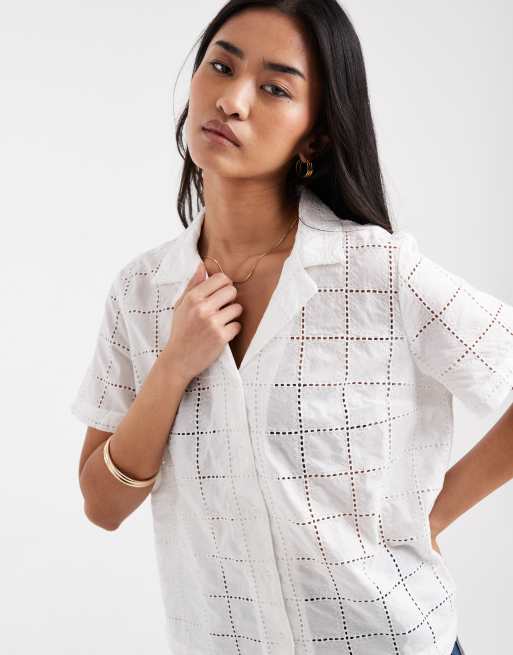 Levi's - camisa boxy de broderie anglaise en blanco, 3 de 4