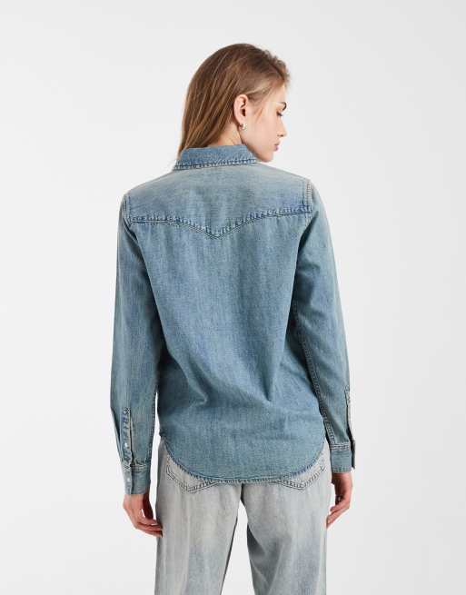 Levi's - camisa vaquera western en azul claro, 3 de 4