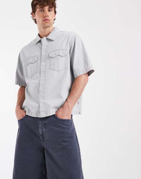 Levi's - camisa western boxy de manga corta en gris - view 1