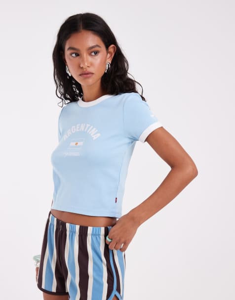Levi's - Camiseta azul con diseño encogido, estampado de Argentina y ribetes - view 1