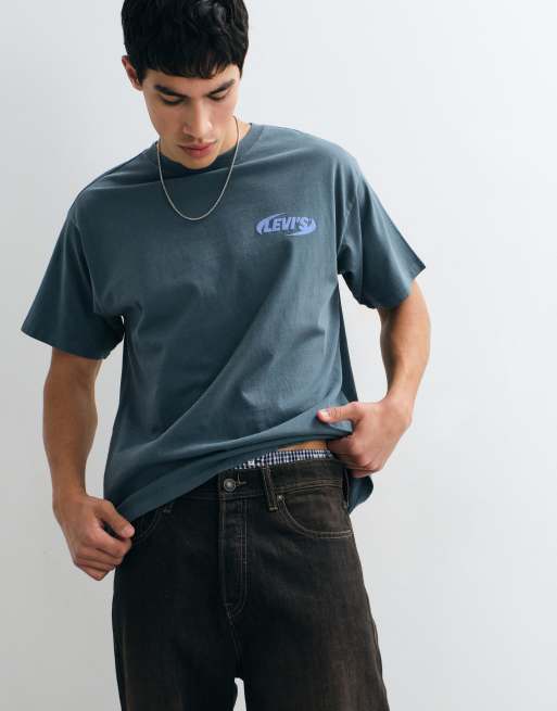 Levi's - Camiseta azul oscuro con estampado gráfico en la espalda, 3 de 5