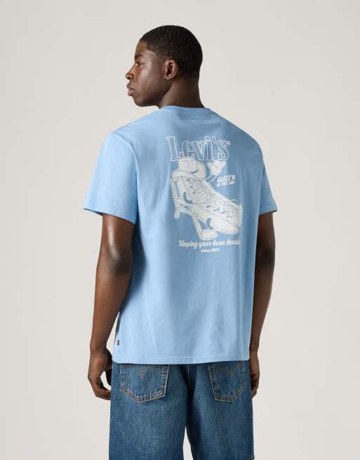 Levi's - Camiseta azul y blanca holgada de algodón, 2 de 4