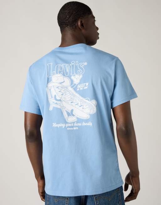 Levi's - Camiseta azul y blanca holgada de algodón, 4 de 4