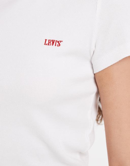 Levi's - Camiseta blanca básica de estilo deportivo con logo bordado, 4 de 4