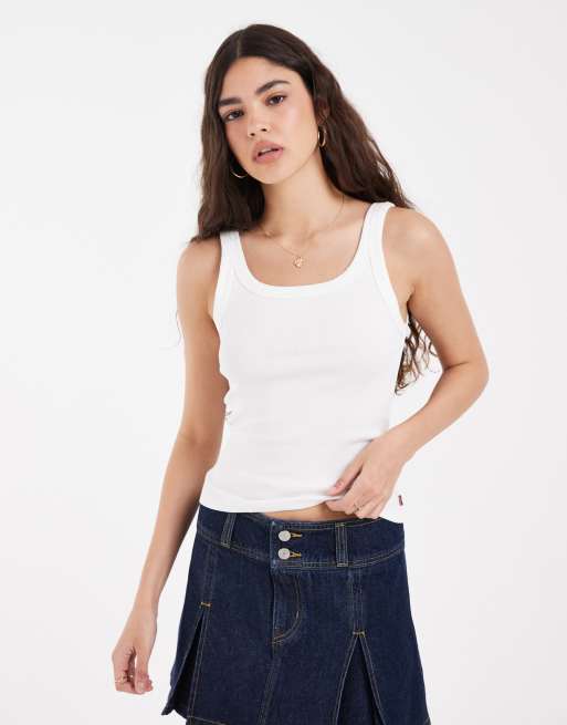 Levi's - Camiseta blanca básica de tirantes de canalé, 3 de 4