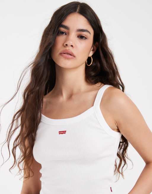 Levi's - Camiseta blanca deportiva básica sin mangas de canalé, 2 de 4