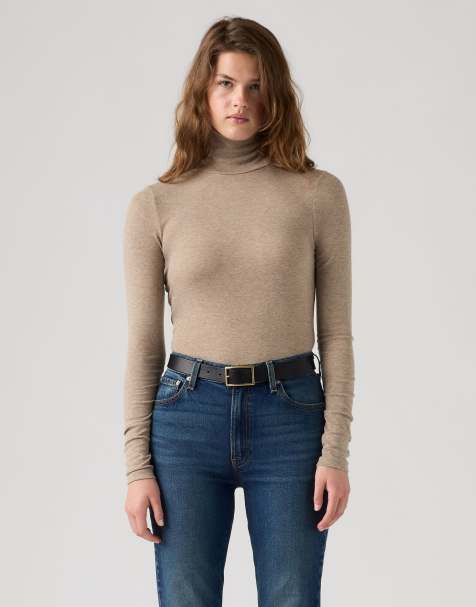 Levi's - camiseta de cuello vuelto de manga larga Mia en beige - view 1
