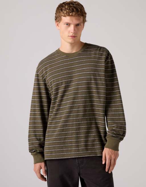 Levi's camiseta gráfica a rayas de manga larga auténtica en Artie jacquard coffee, 4 de 4