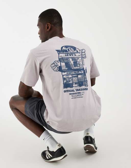 Levi's - Camiseta gris con estampado gráfico vintage 