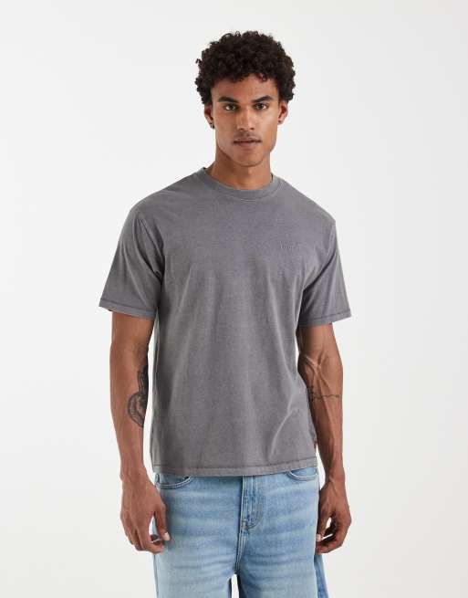 Levi's - Camiseta gris de estilo vintage con etiqueta roja