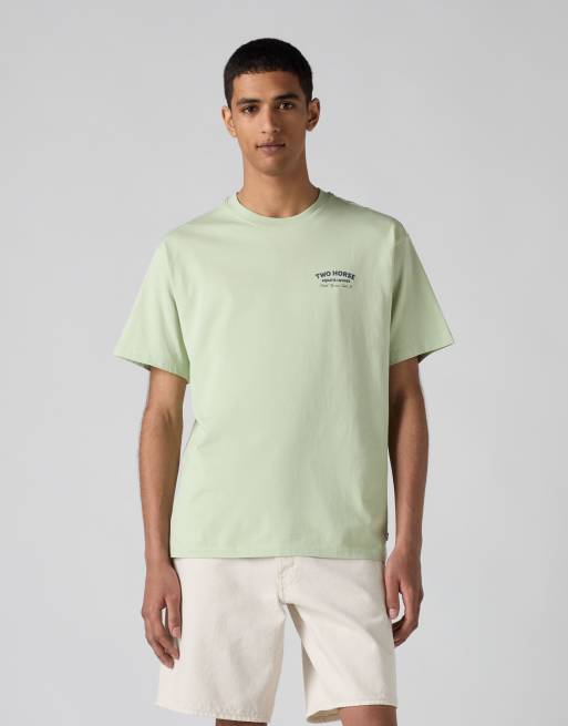 Levi's - Camiseta verde vintage con estampado gráfico de algodón