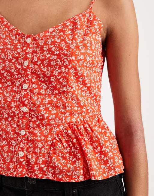Levi's - Canottiera rossa a fiori con bottoni, 2 di 4