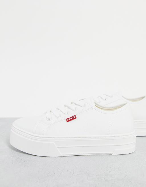 Levi's canvas flatform sneaker in white