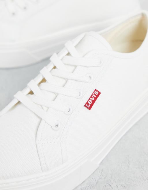 Levi's canvas flatform sneaker in white | ASOS