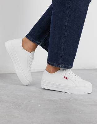 Levi's canvas flatform sneakers in white | ASOS