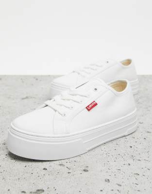 levis white platform trainers