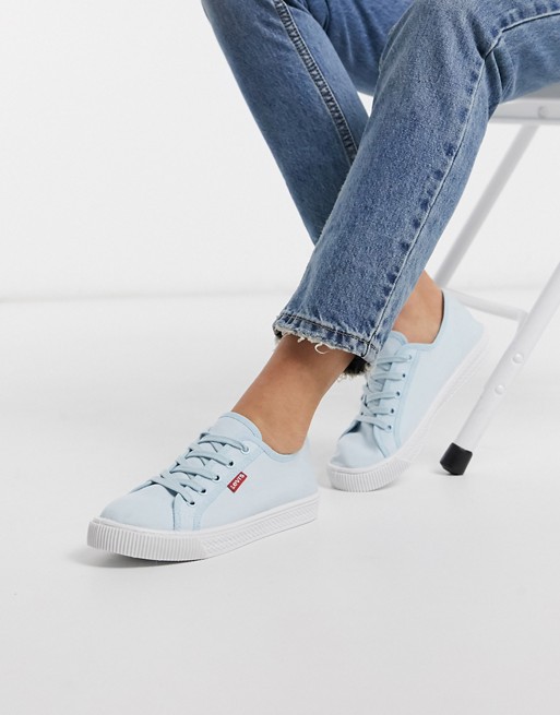 Levi's Canvas lace up trainer in light blue