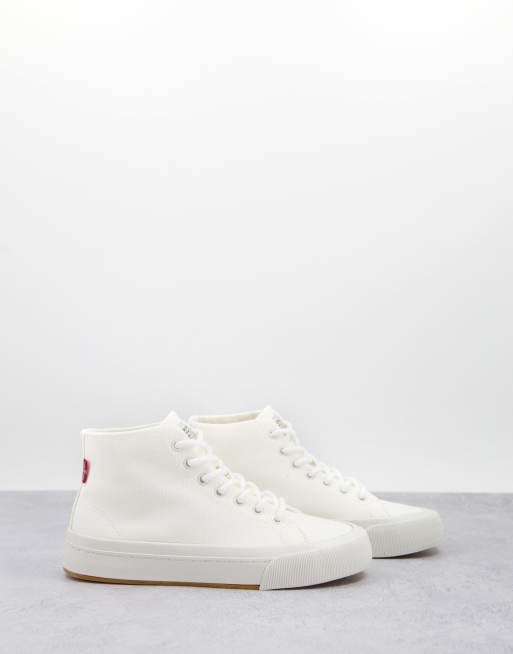 Levi's - Canvas schoenen met hoge top en logolipje in wit