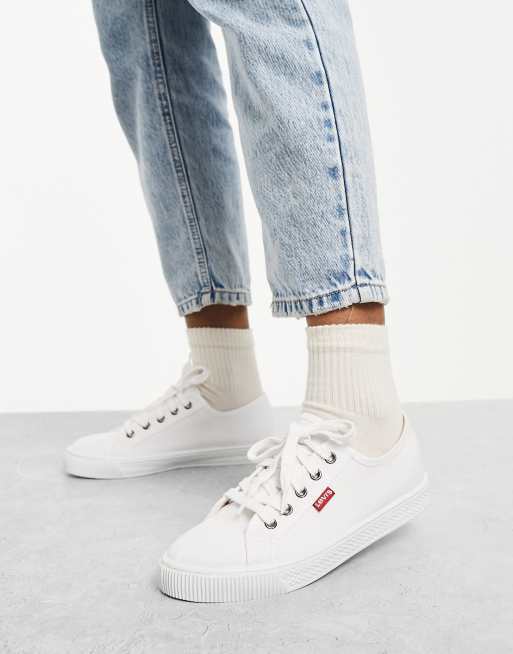 Levi's canvas shoe with red best sale tab