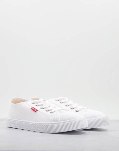 Levi's canvas shoe with red tab in white - view 1