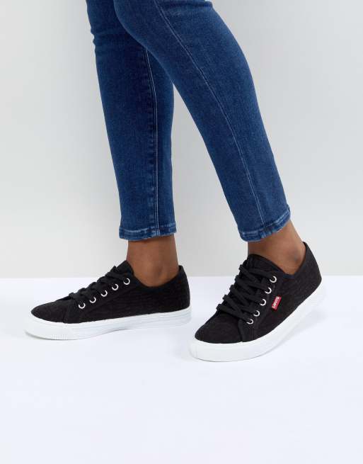 red and black canvas shoes