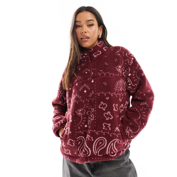 Kavu Core Hoodie Levi's Canyon Half Zip Bandana Print Sherpa Borg