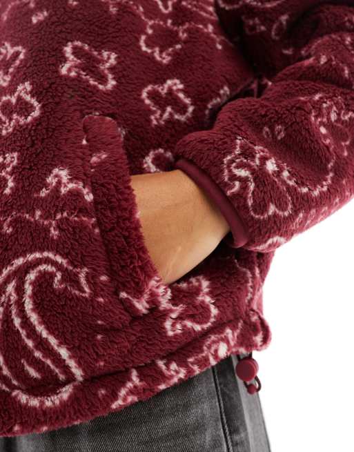 Levi's - Canyon - Sweat à col zippé en en imitation peau de mouton - Bordeaux, 3 de 4