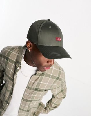 Levi's cap in olive green with batwing logo