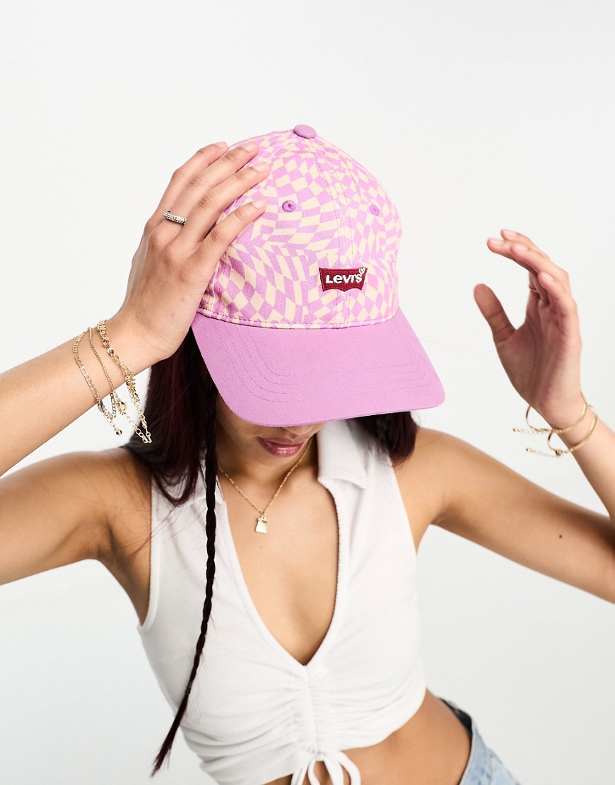 Levi’s cap with purple wavy check with batwing logo