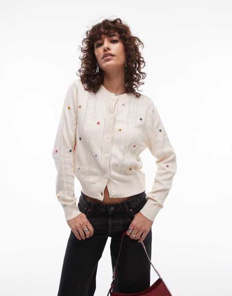 Levi's - Cardigan girocollo color crema con fiori - view 1