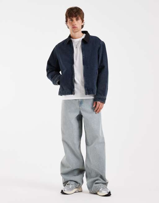 Levi's Castro denim Harrington jack met contrasterende kraag in blauw, 2 van 5