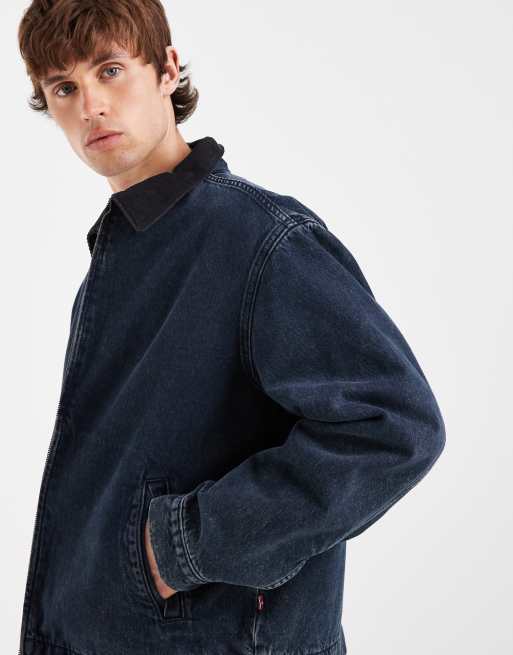 Levi's Castro denim Harrington-jakke med kontrastkrave i blå, 4 af 5