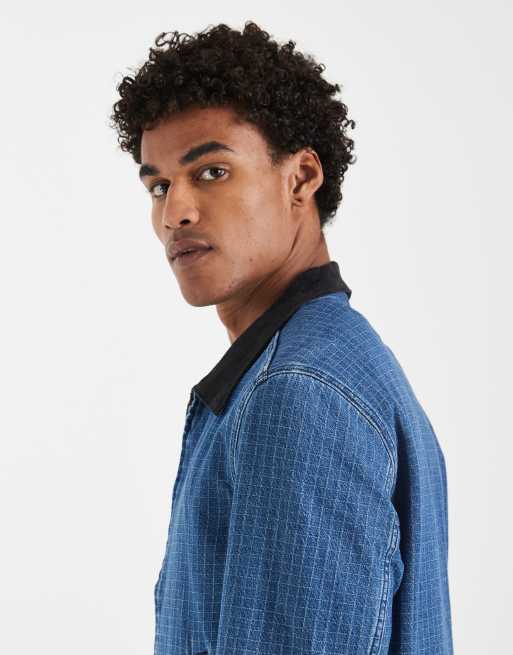 Levi's – Castro – Niebieska jeansowa kurtka w roboczym stylu w kratę, 3 z 5