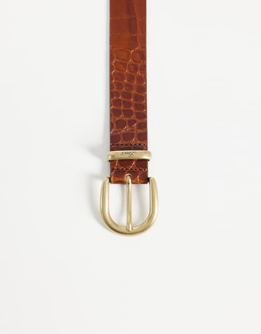 Levi's ceinture en cuir embossé croco marron, 3 de 3