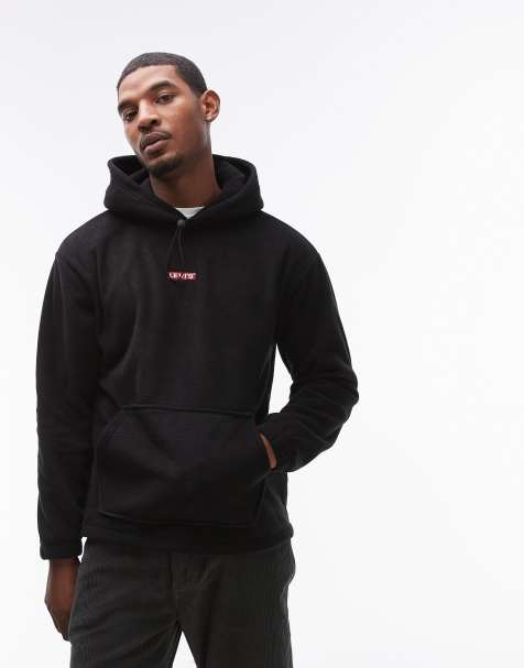 Levi's central baby tab logo polar fleece hoodie in black - view 1
