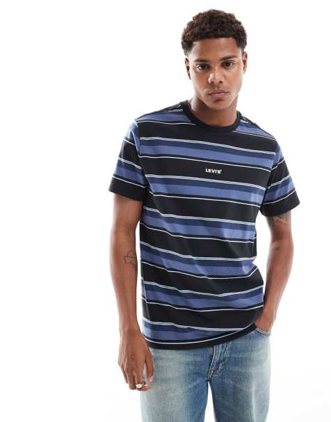 Levi's central baby tab logo stripe relaxed fit t-shirt in blue - view 1