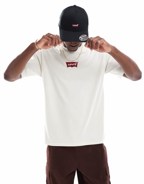 Levi's central batwing badge logo vintage fit t-shirt in cream - view 1