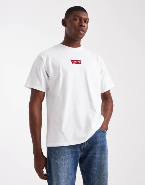Levi's central batwing badge logo vintage t-shirt in white - view 1