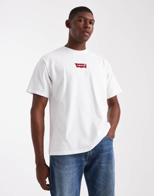 Levi's central batwing badge logo vintage t-shirt in white, 1 of 5